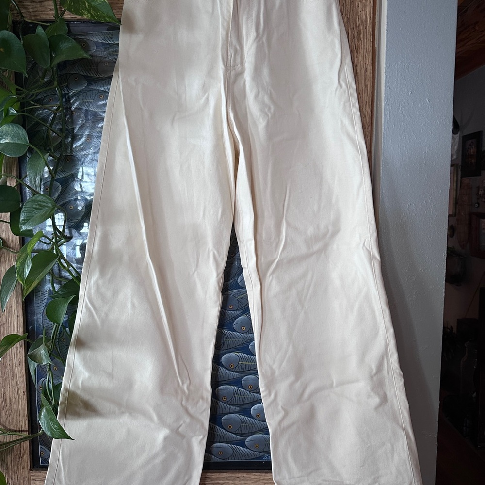 Cream Wide-Leg Pants